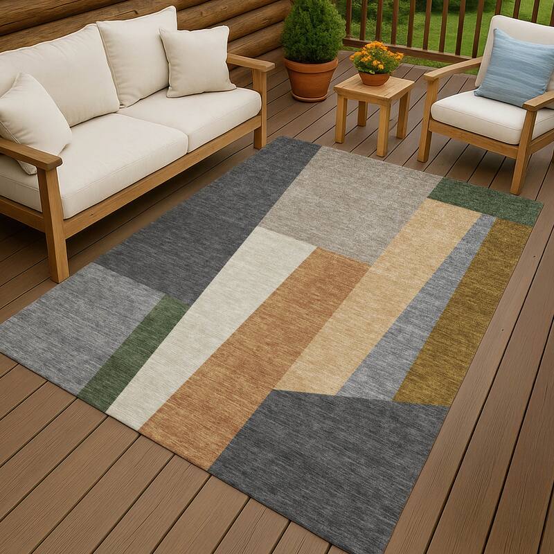 Machine Washable Indoor/ Outdoor Contemporary Jolie Chantille Rug - Gray - 8' x 10'