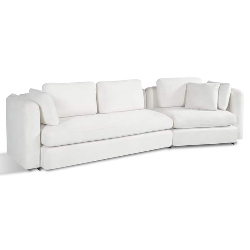 Christopher Knight Home - Contemporary 116.5" Upholstered Curved 3-Seater Sofa with Movable Cushions and 2 Throw Pillows