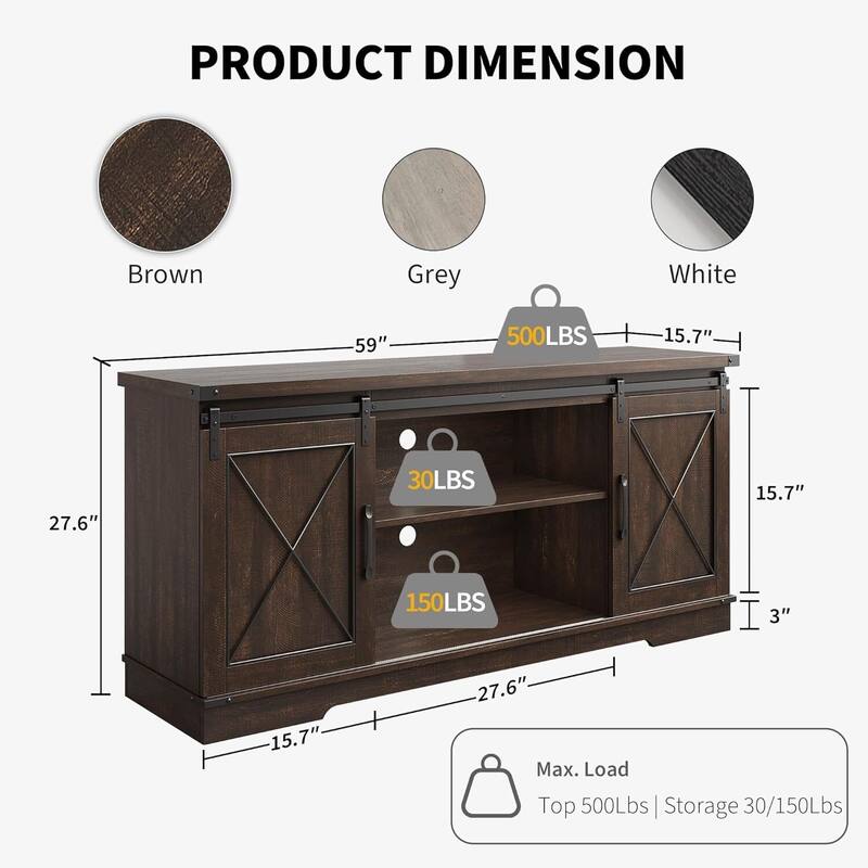 Modern Farmhouse TV Stand and Entertainment Center for TV Up to 65 Inches - N/A