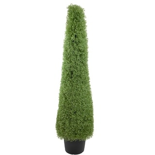 5' Artificial Boxwood Cone Topiary Tree With Round Pot, Unlit - Bed 