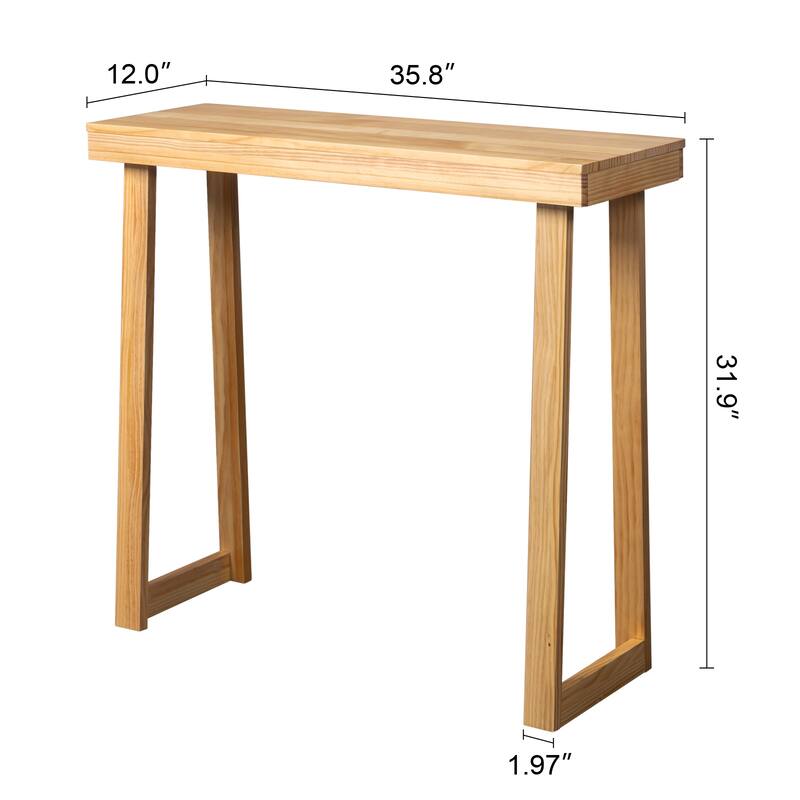 Narrow Solid Pine Wood Entryway Console Table for Small Space Living Room Furniture Decor