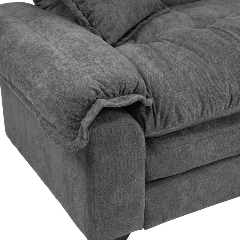 Small Sofa Loveseat Deep Seat Sofa Couch with 2 Throw Pillows, 2-Seater Settee with Pillow Top Armrests
