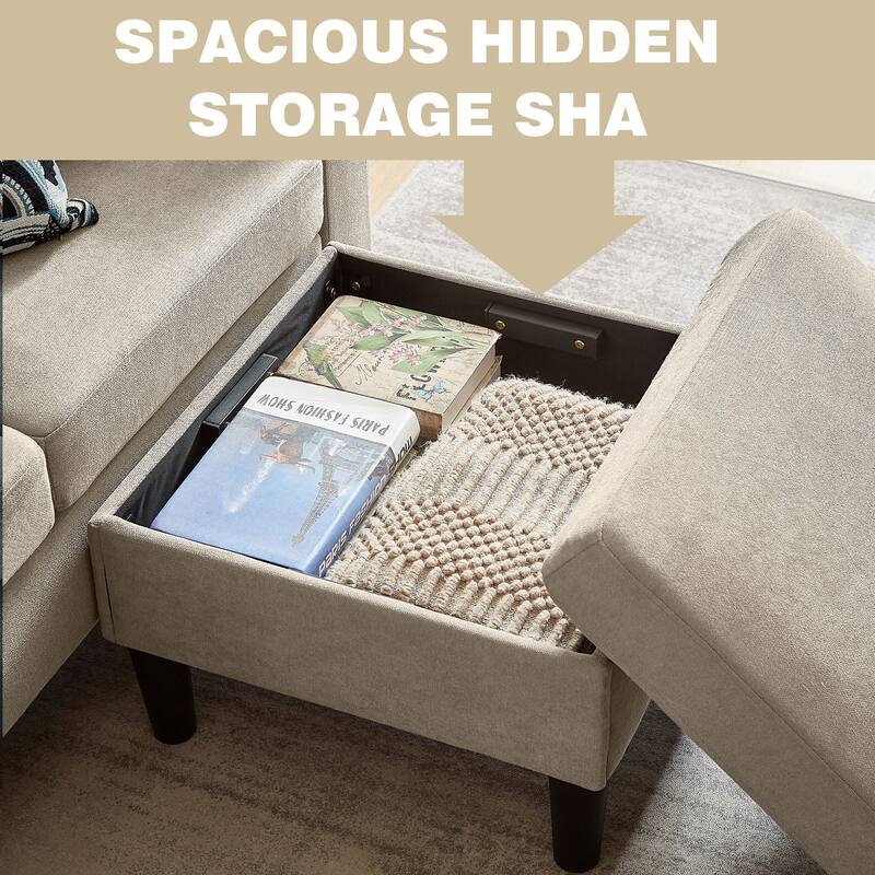 3 Pieces Living Room Set with Storage Ottoman
