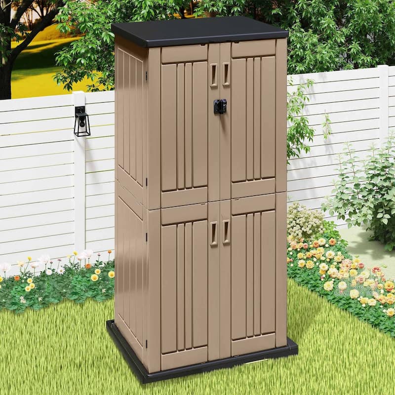 Outdoor Storage Shed with 4 Shelves - N/A