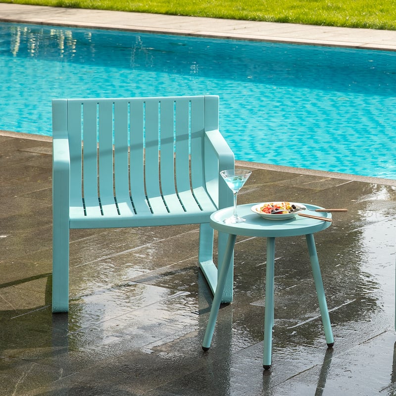 Werph 2 Person Patio Furniture Set, Outdoor Furniture Patio Table and Chairs Set, Blue/White