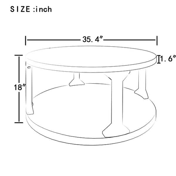 Round Rustic Coffee Table Solid Wood and MDF Coffee Table for Living Room with Dusty Wax Coating