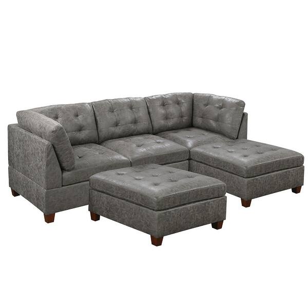 5 Piece Leatherette Modular Sofa and Ottoman Set Bed Bath & Beyond