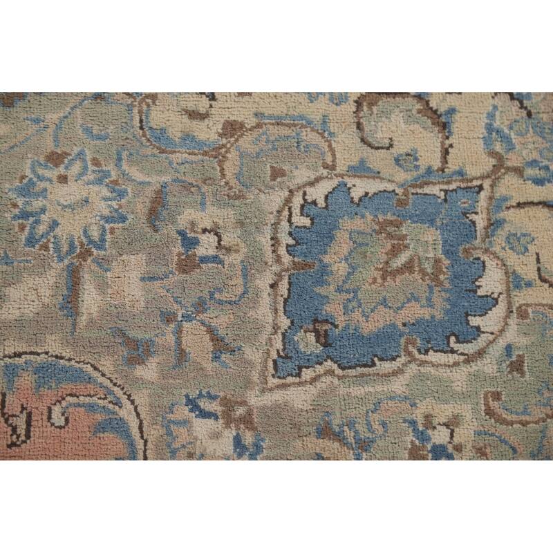 Hand Knotted Oriental 100% Wool Carpet Traditional Floral Pink Mashad Area Rug - 11' 6'' X 8' 9''