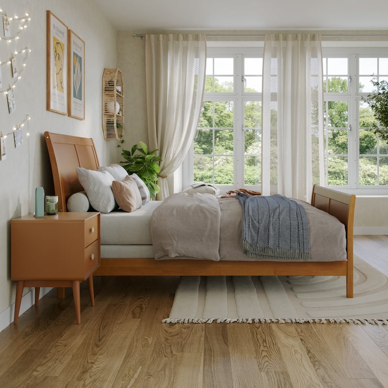 Portland Solid Wood Foundation Bed with Matching Footboard