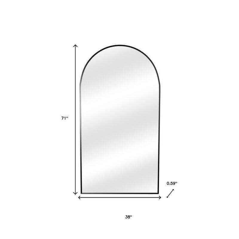 HomeRoots 71" Black Metal Arch Freestanding Framed Full Length Mirror - 38.00 in. x 71.00 in. x 0.59 in.