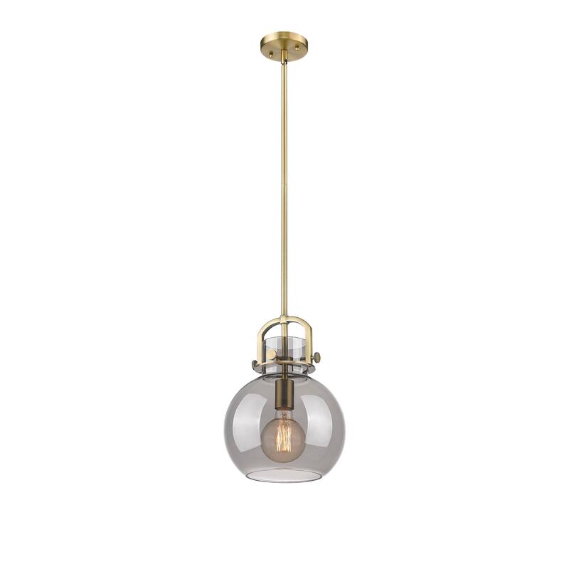 Innovations Lighting Newton Sphere - 1 Light 10" Stem Hung Pendant - Brushed Brass/Light Smoke