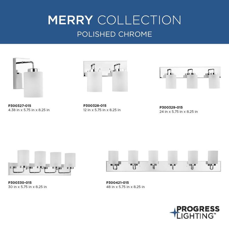 Merry Collection Three-Light Polished Chrome and Etched Glass Transitional Style Bath Vanity Wall Light