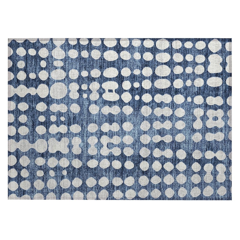 Machine Washable Indoor/ Outdoor Chantille Dots Abstract Rug