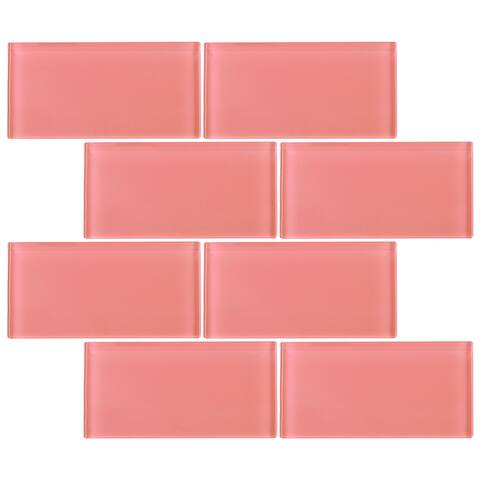 TileGen. 3" x 6" Glass Subway Tile in Pink Wall Tile (80 tiles/10sqft.)