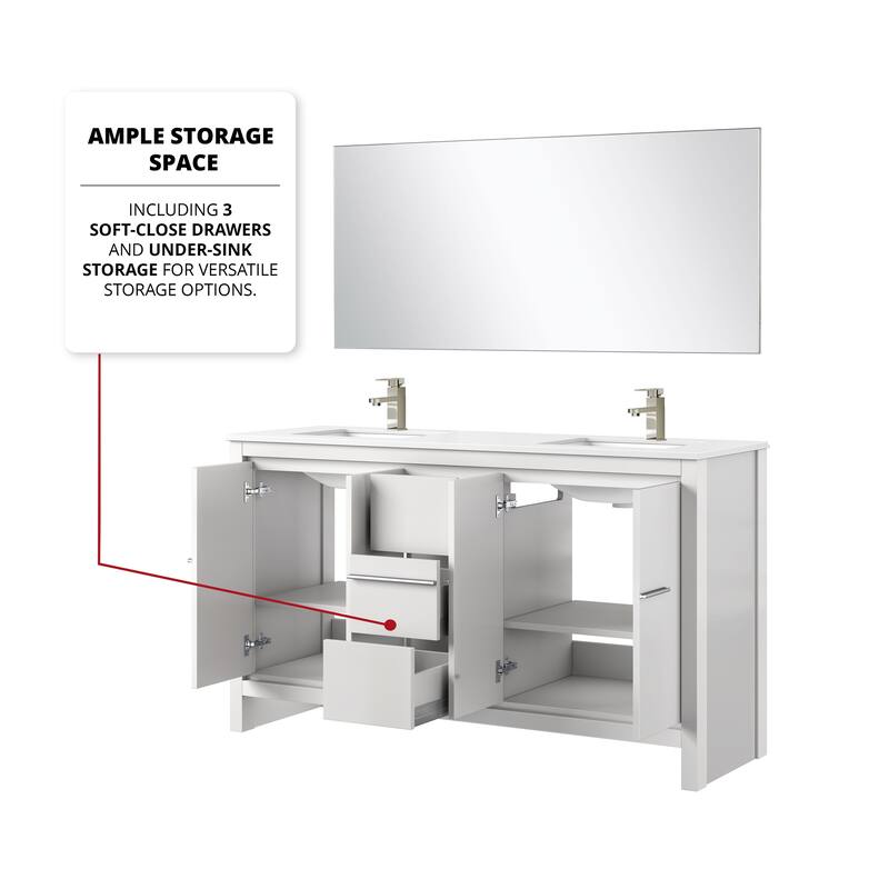 Lafarre Bath Vanity Quartz Top, Sink, Mirror & Brushed Nickel Faucet