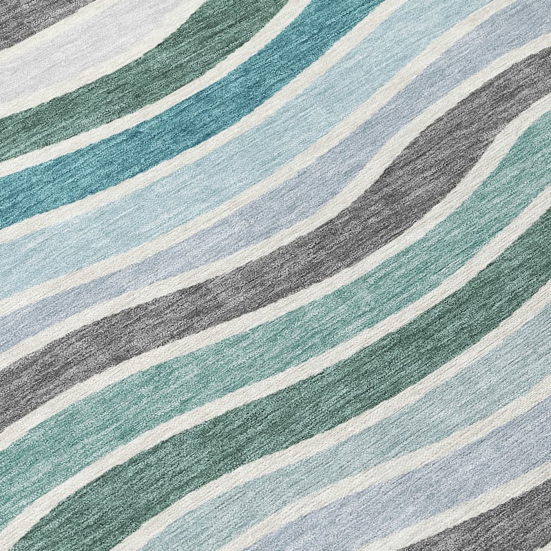 Machine Washable Indoor/ Outdoor Contemporary Stripe Chantille Rug