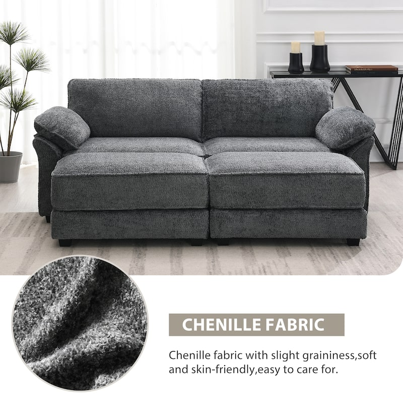 81'' Convertible 4-Seat Modular Sectional Sofa with Loveseat and Ottoman, Versatile Design for Living Room or Office