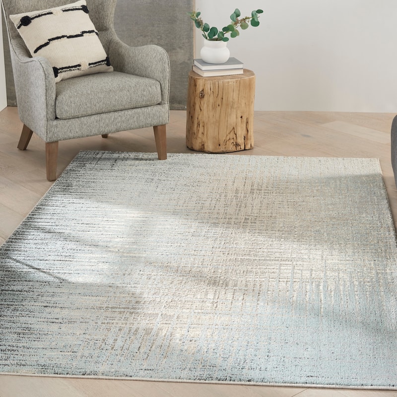Nourison Soma Contemporary Abstract Area Rug - 5'3" x 7'3" - Teal/Grey - Rectangle
