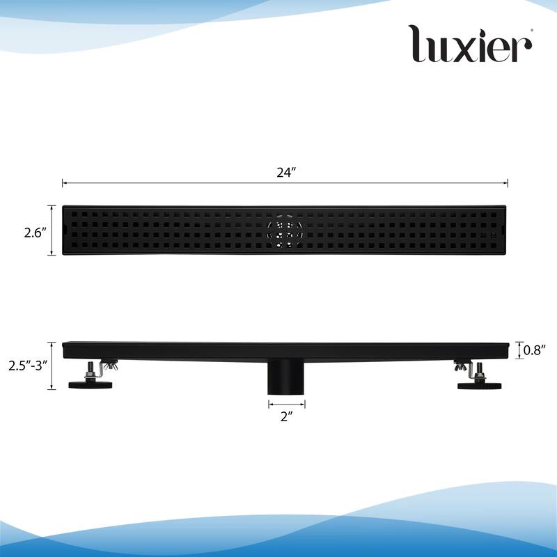 24 in. Stainless Steel Linear Shower Drain with Square Pattern Drain Cover