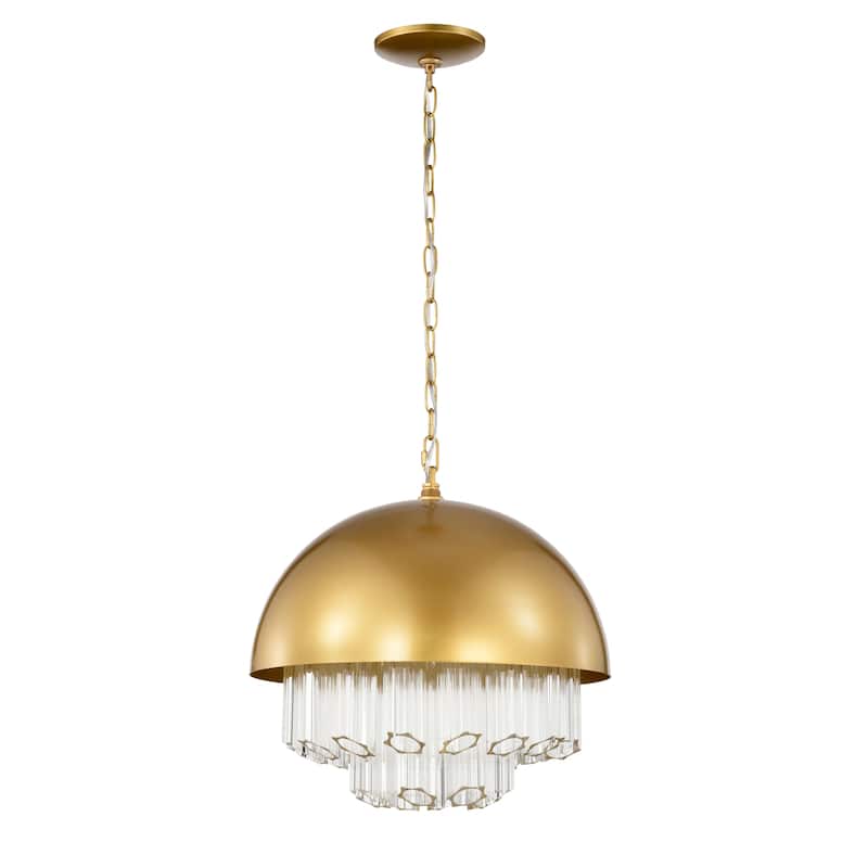 Wiskass 15 Inch Ripped Glass Shade Pendant Lighted Chandelier