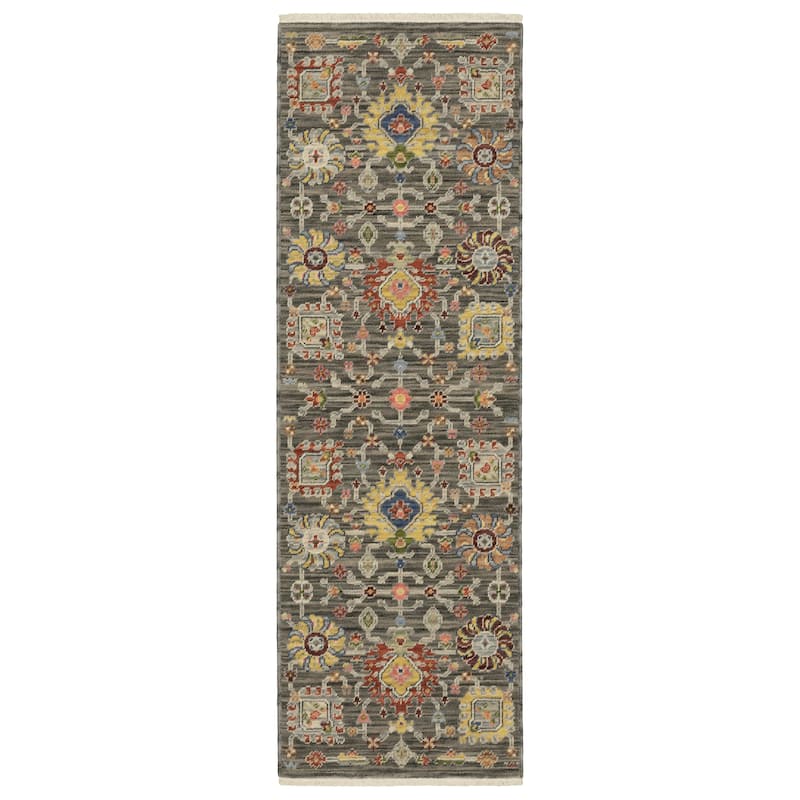 Style Haven Lawson Classic Bohemian Wool Fringe Edge Area Rug - 2' x 6' - Grey/ Multi - Runner