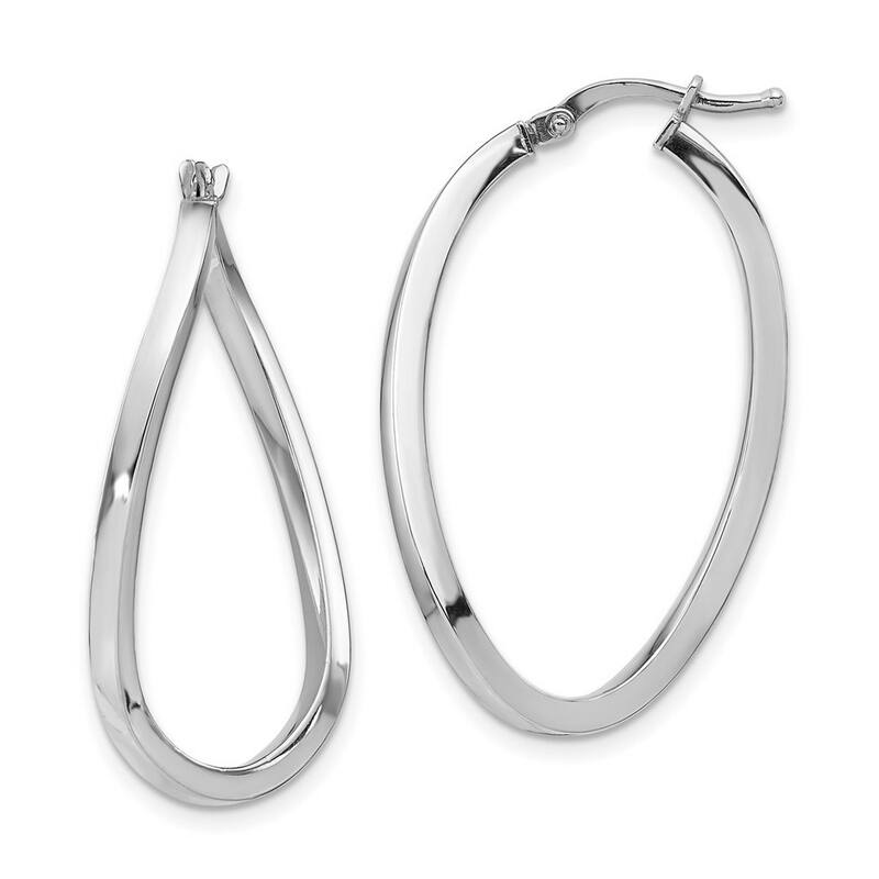 Curata 14k White GoldPolished Twisted 36x2mm Oval Hoop Earring