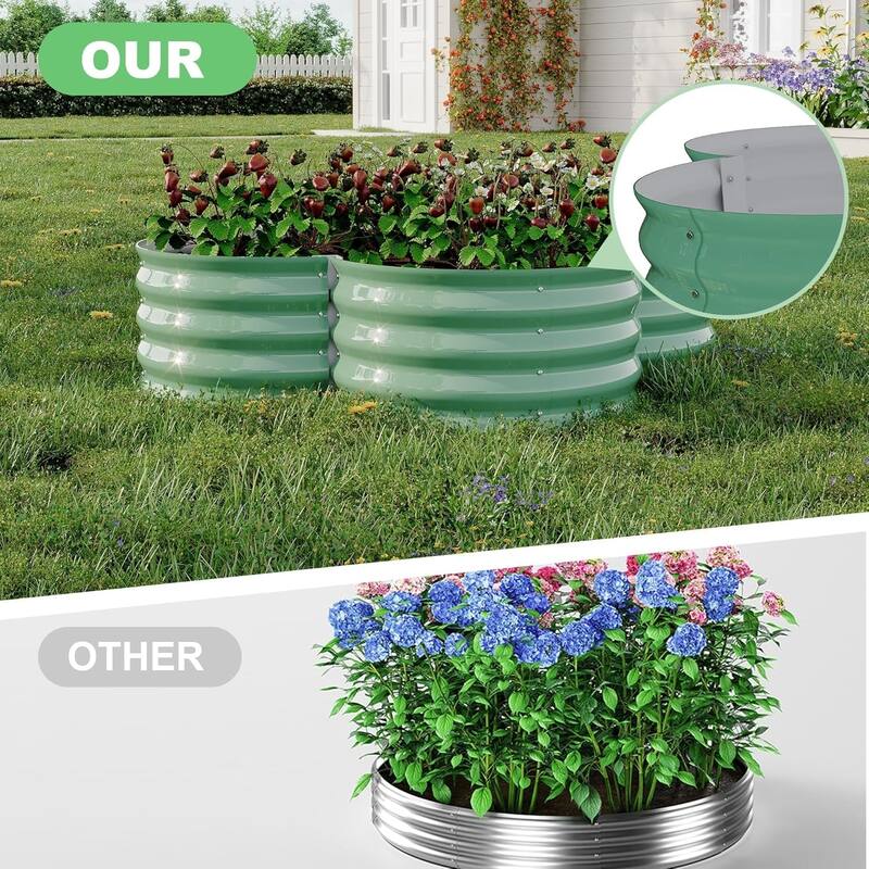 2-Pack 4x4x1Ft Raised Garden Bed Galvanized Outdoor Planter Open Base Green