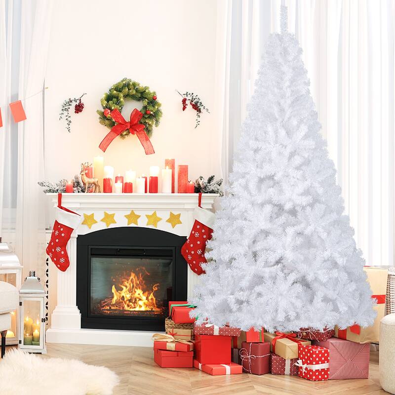 7 Feet White Christmas Tree with Solid Metal Legs - 7 Foot
