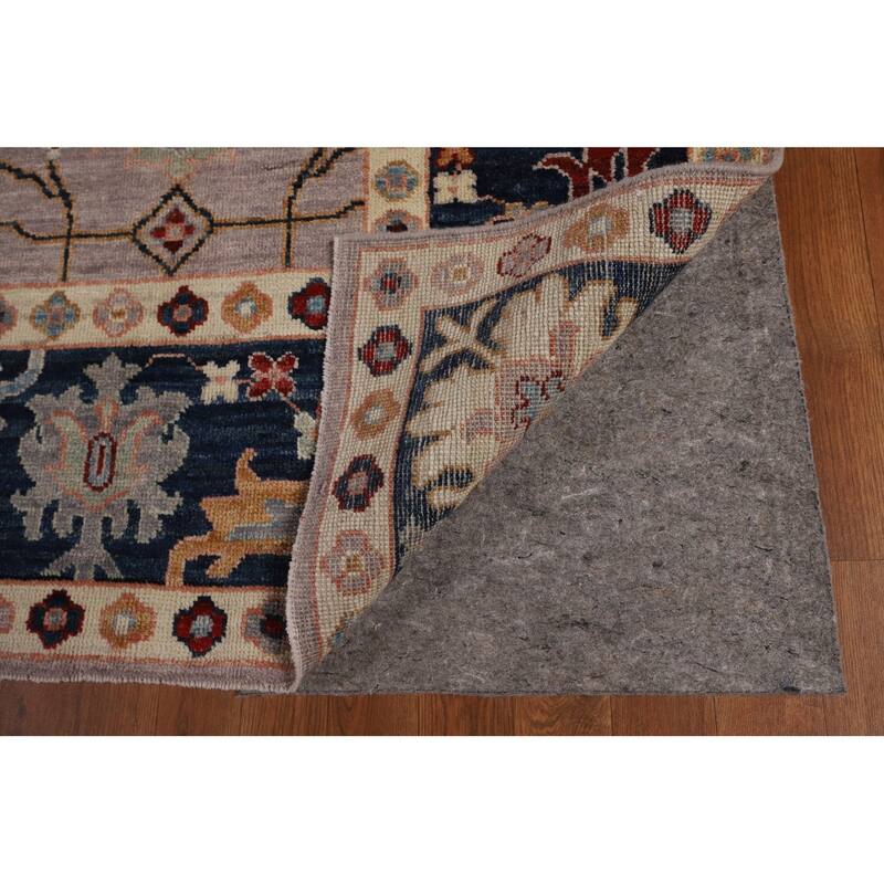 Vegetable Dye Oushak Turkish Rug Hand-Knotted Floral Wool Carpet - 8'0"x 9'11"
