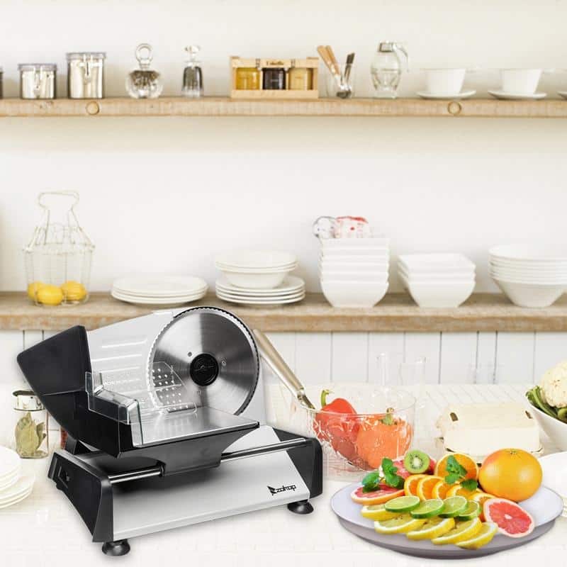ZOKOP 110V/150W 7.5"Home Semi-automatic Stainless Steel Deli Food Slicer Belt/ Gear Cutter
