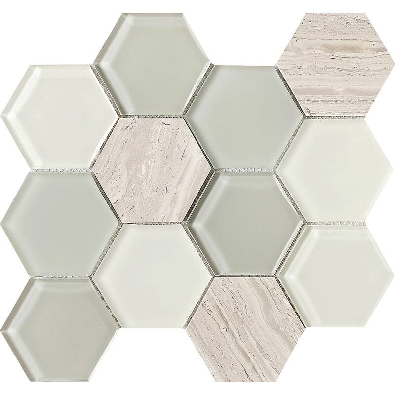 3" x 3" Honeycomb Blend Mosaic Tile - 5 Sheets (3.35 sf) - Beige