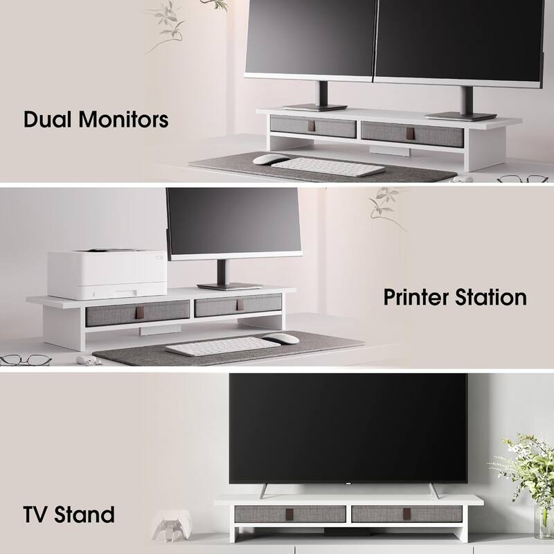 Fenge Dual Monitor Stand, 2 Tiers Monitor Riser for Desk