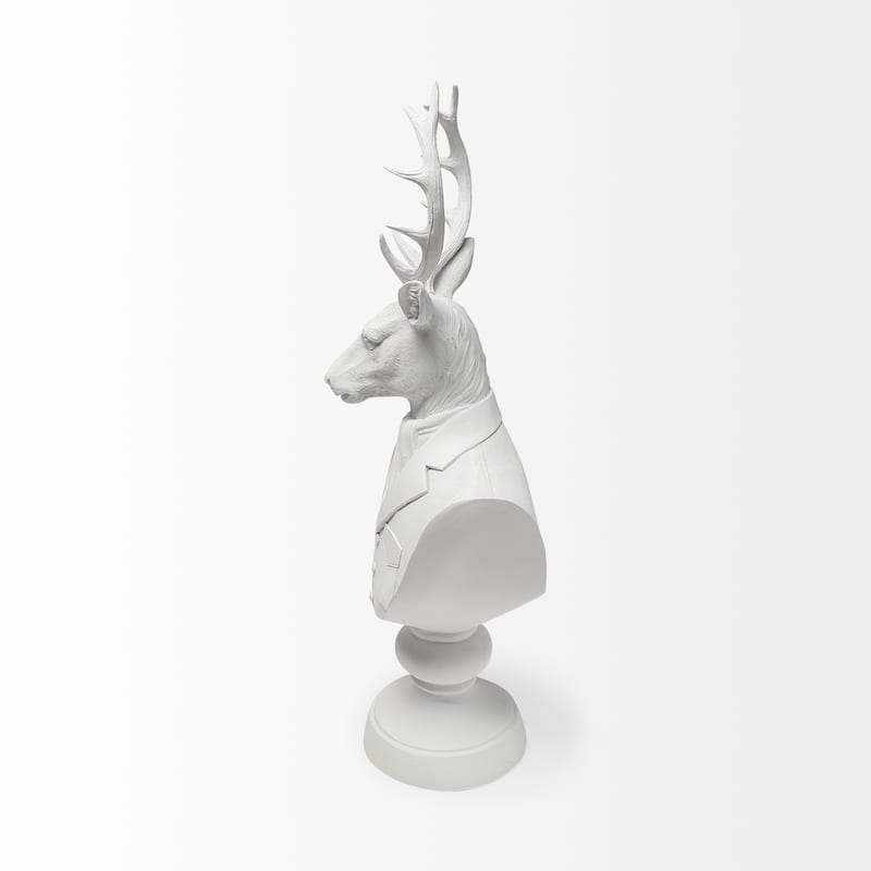 Mozart White Resin Deer In A Suit Decorative Object