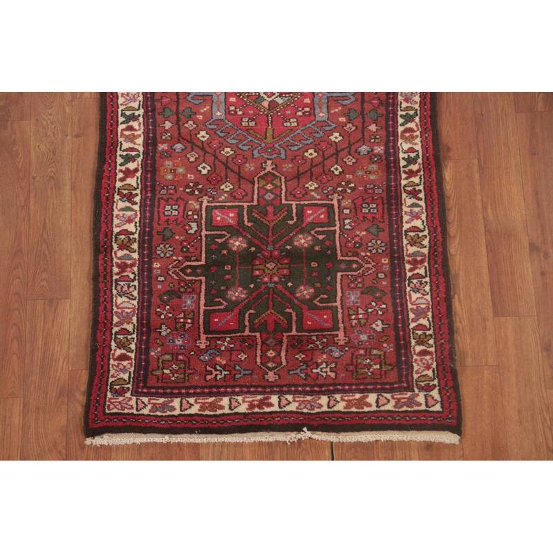 Tribal Geometric Gharajeh Persian Runner Rug Handmade Wool Carpet - 2'4"x 9'7"