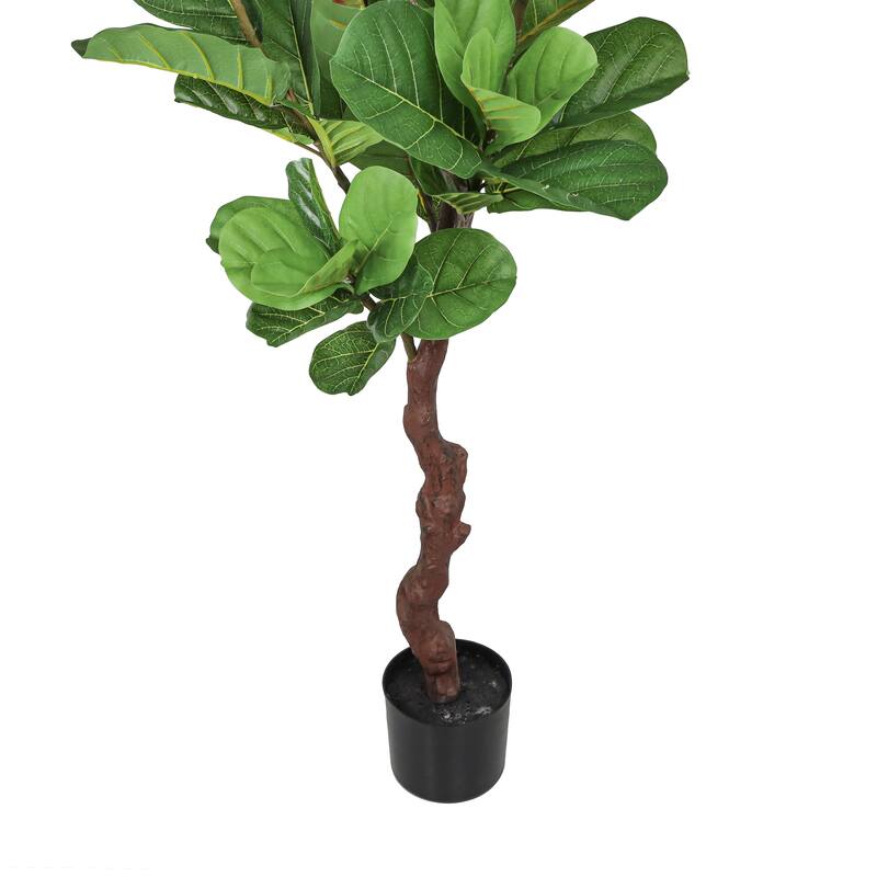6ft Real Touch Artificial Fiddle Leaf Fig Tree in Black Pot - 72" H x 28" W x 28" DP