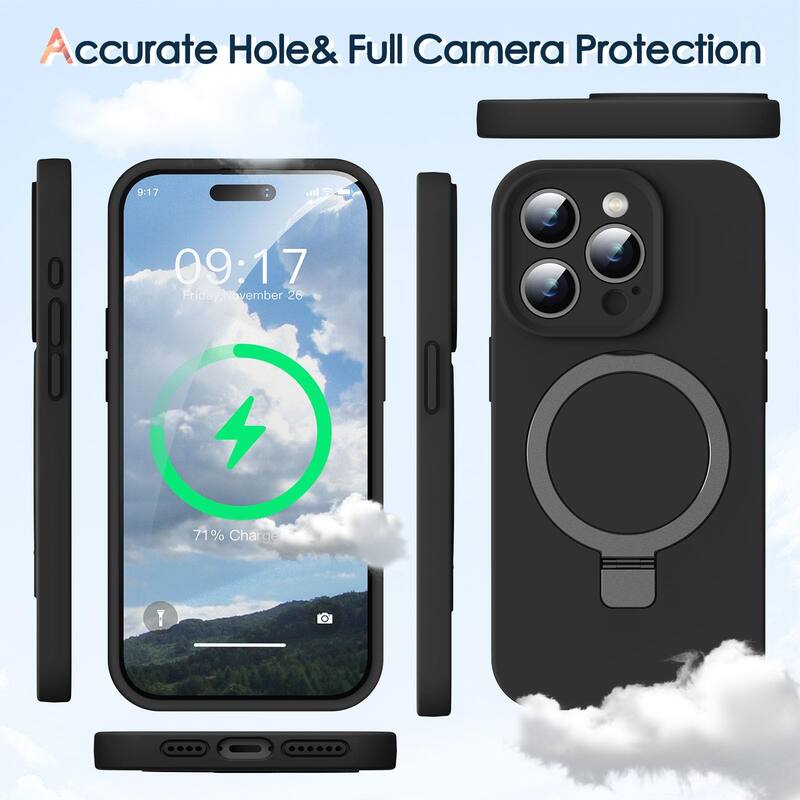 6.7" iPhone 15 Pro Max Case, Liquid Silicone Moisturizing Factor Extreme Soft Slim Phone Case with Stand,Compatible with MagSafe