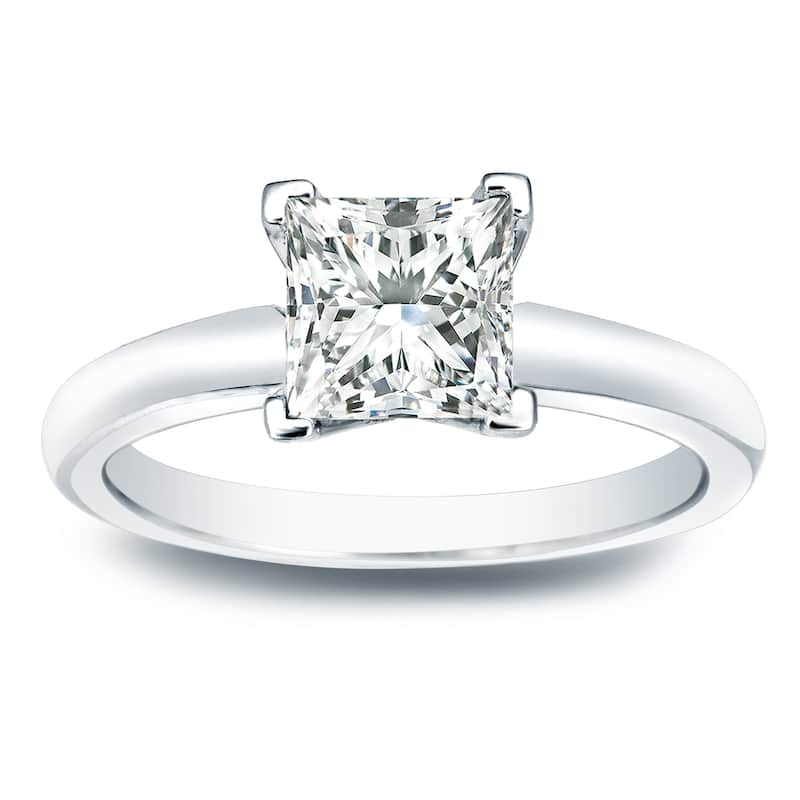 Auriya 10k Gold 1ctw Princess Cut Solitaire Diamond Engagement Ring (I-J, SI1-SI2) - White - 6