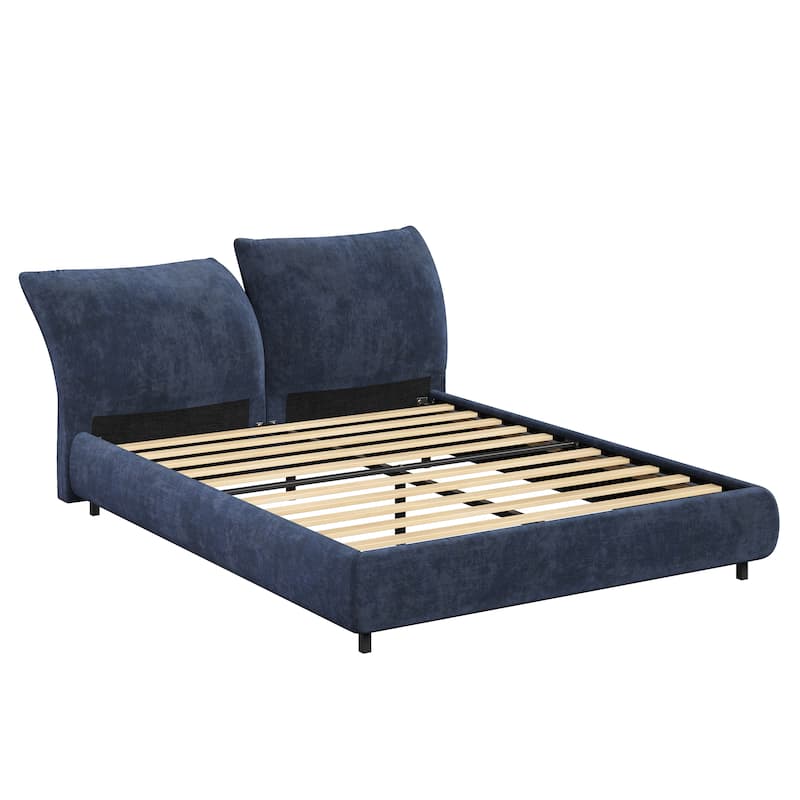 Christopher Knight Home - Julian Modern Fabric Upholstered Bed Frame with Adjustable Cushions and No Box Spring Design