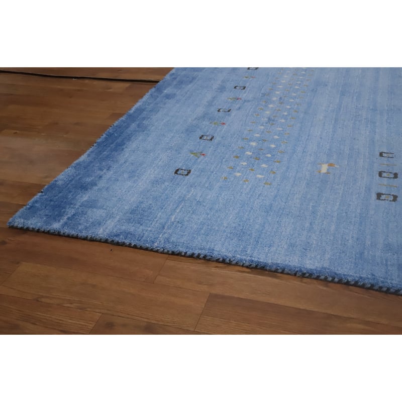 Hand Knotted Oriental 100% Wool Carpet Tribal Animal Pictorial Navy Blue & Blues Gabbeh Area Rug - 9' 8'' X 10' 1''