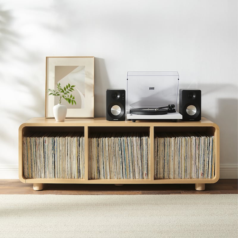 Crosley Zoe Large Record Player Stand With Vinyl Storage - 15.75"d x 60"w x 20.5"h