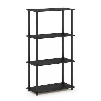 4 Tiers Wood Household Shelving Unit in Americano/Black (23.6 in. W x 43.25 in. H x 11.6 in. D) - 23.6
