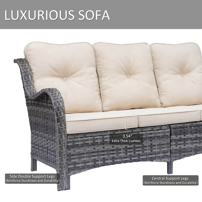 9 Piece Outdoor Wicker Patio Conversation Furniture Swivel Chairs Sets