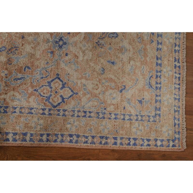 Hand Knotted Oriental 100% Wool Carpet Transitional Geometric Brown Oushak Area Rug - 3' 10'' X 2' 11''