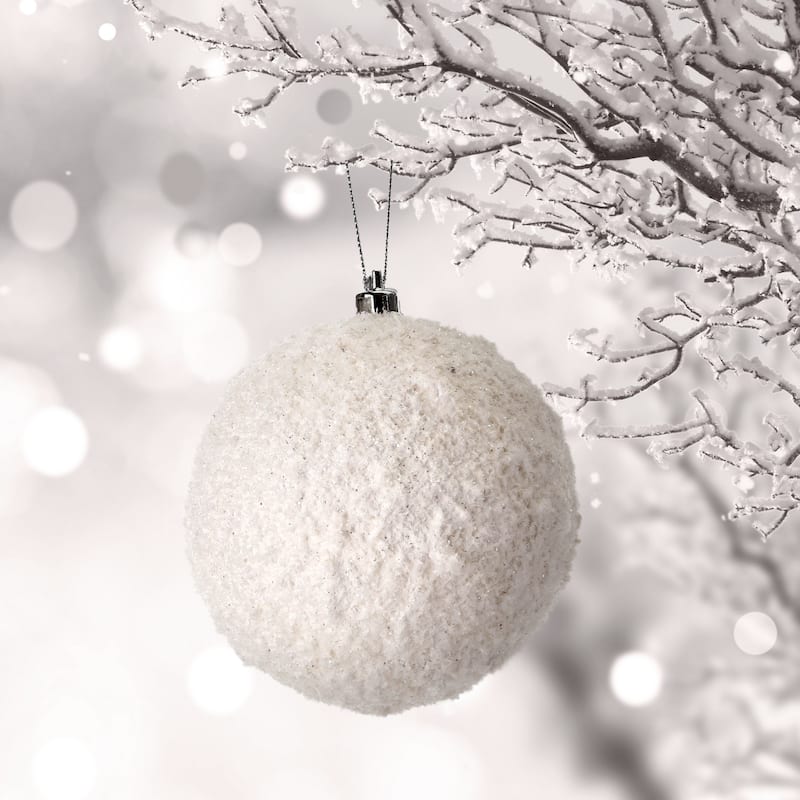 4" Frosted Texture Snowball Ornament Set of 6