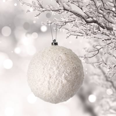 4" Frosted Texture Snowball Ornament Set of 6