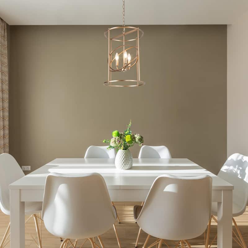 Mid-Century Modern Gold 3-Light Chandelier Island Pendant for Kitchen Island - D14"x H19.5"