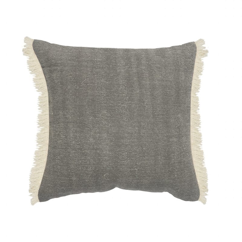 HomeRoots 20" X 20" Gray And Ivory 100% Cotton Zippered Pillow