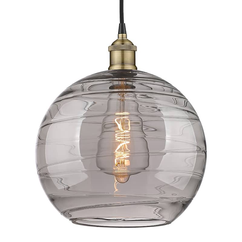 Innovations Lighting 616-1P 13 12 Athens Deco Swirl Pendant Athens - Black Antique Brass / Light Smoke Deco Swirl