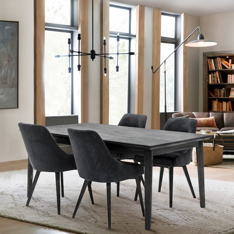 Lileth Modern River Gray Dining Chairs with Acacia Wood Legs - Set of 2 - N/A
