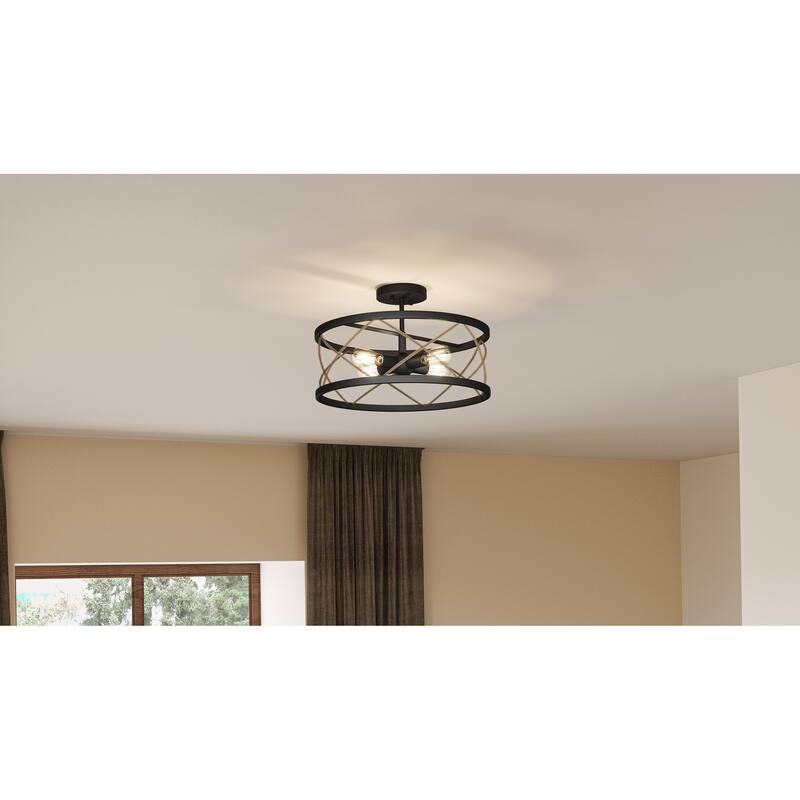 Cedar Park 4-Light Matte Black Semi-Flush Mount - Matte Black